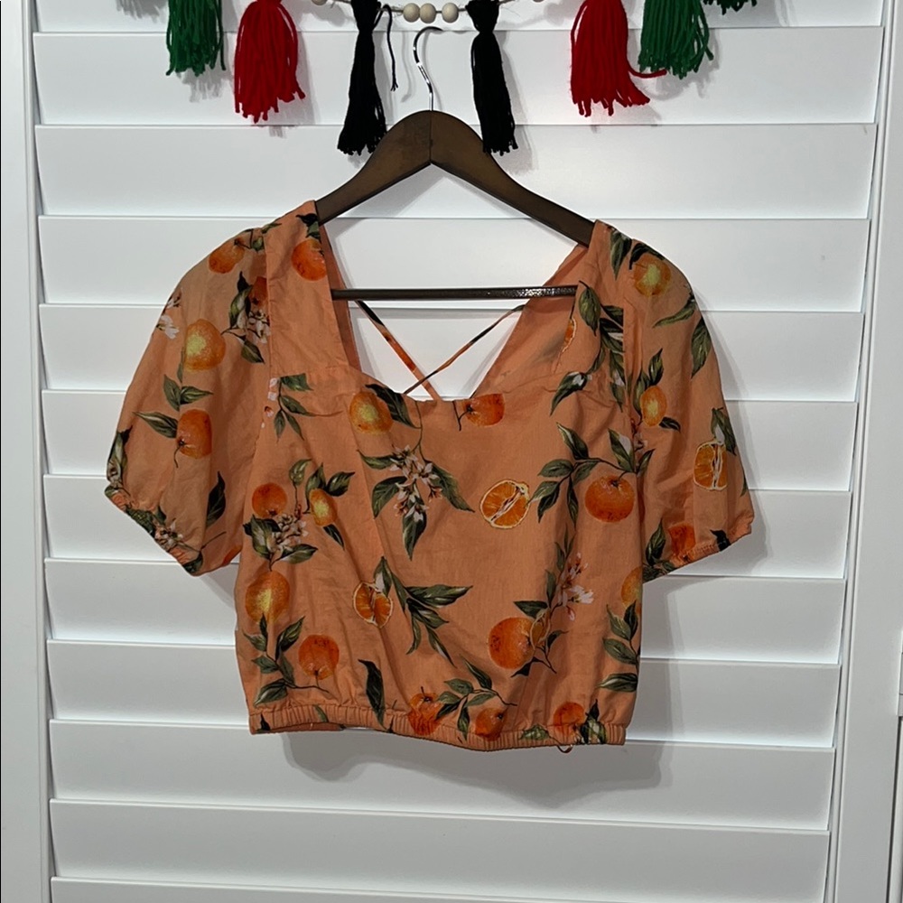 Orange Floral Crop Top